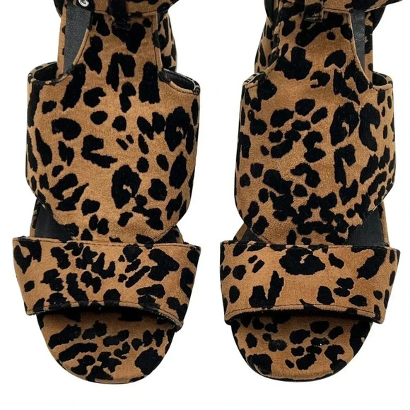 Topshop Womens 8 Leopard Animal Print Suede Chunky Block Heel Shoe Ankle Strap - Picture 6 of 14